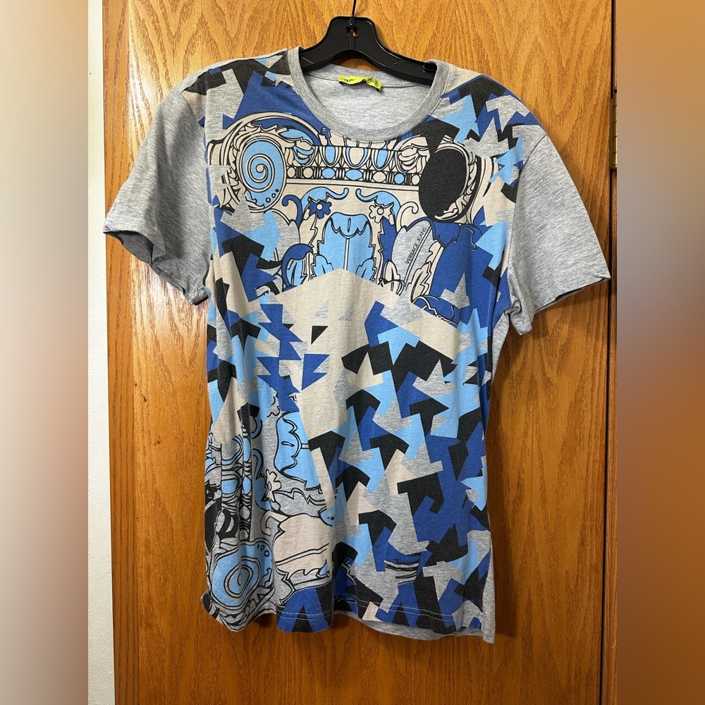Versace Jeans Graphic Blue and Gray Men's Shirt